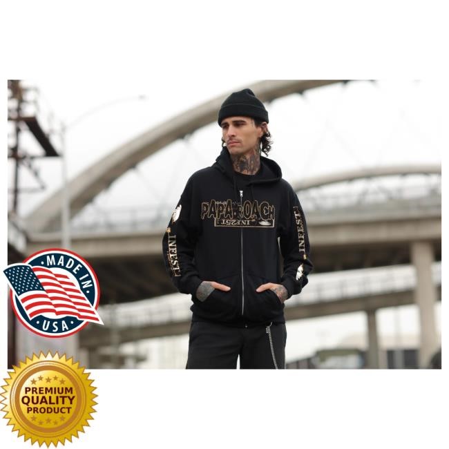 Official Papa Roach Merch Inf25t Zip Up Hoody (Black)