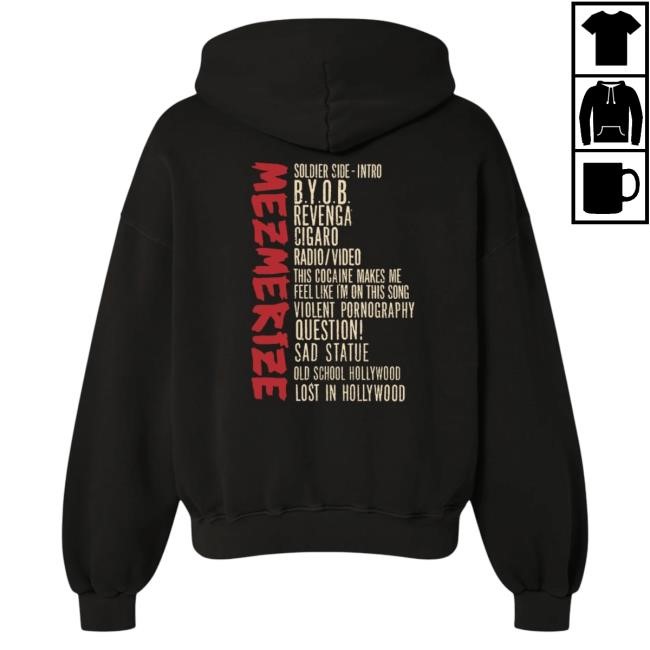 Official System Of A Down Merch Mezmerize Tracklist Pullover Hoodie
