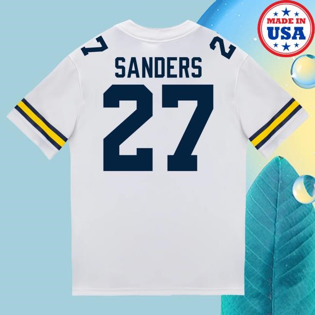Michigan Wolverines #27 Jayden Sanders Student Athlete White Football Jersey Shirts The M Den Shop