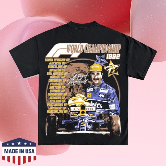 Icy Shop Merch Nigel Mansell 1992 World Champion Formula 1 Graphic Hot Shirt Official Nigel Mansell 1992 World Champion Formula 1 Graphic Shirt New
