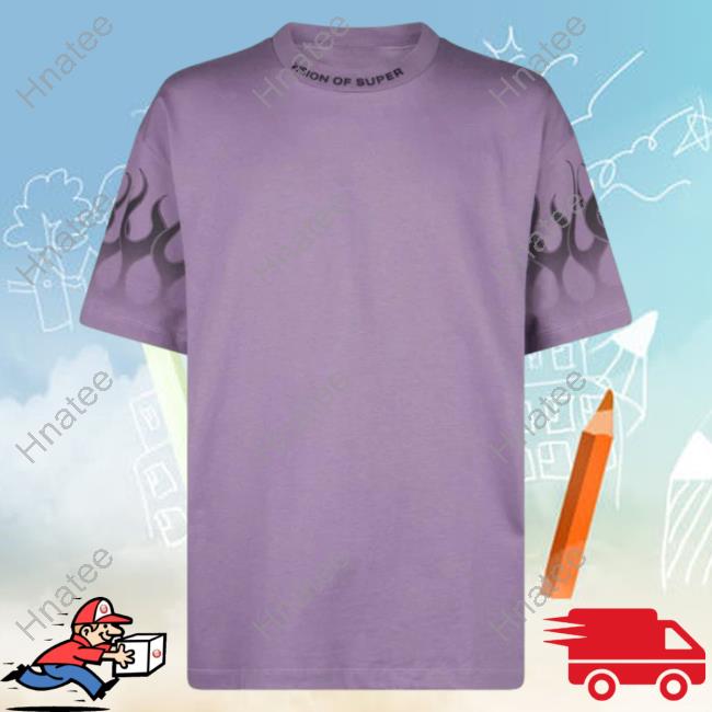 Official Vision Of Super Purple Shirt With Black Gradient Flames