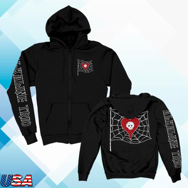 Official Alkaline Trio Merch Store Shop Alkaline Trio Spider Web Flag Zip Up Hoodies (Black)