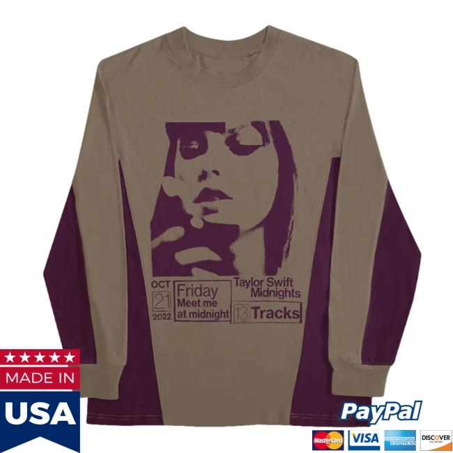Taylor Swift Midnights Album Cover Friday Meet Me At Midnight Long Sleeve Tee