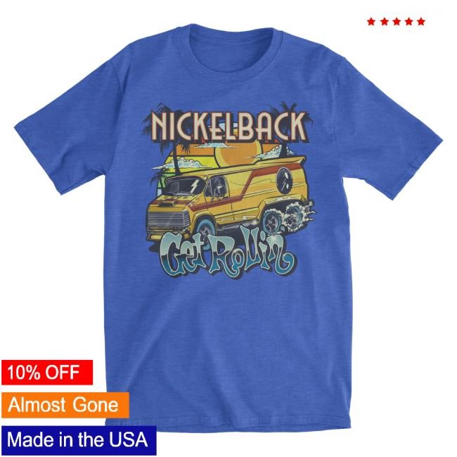 Official Nickelback Merch Nickelback Get Rollin' Cover Royal Blue Shirt 2024 Nickelback Apparel