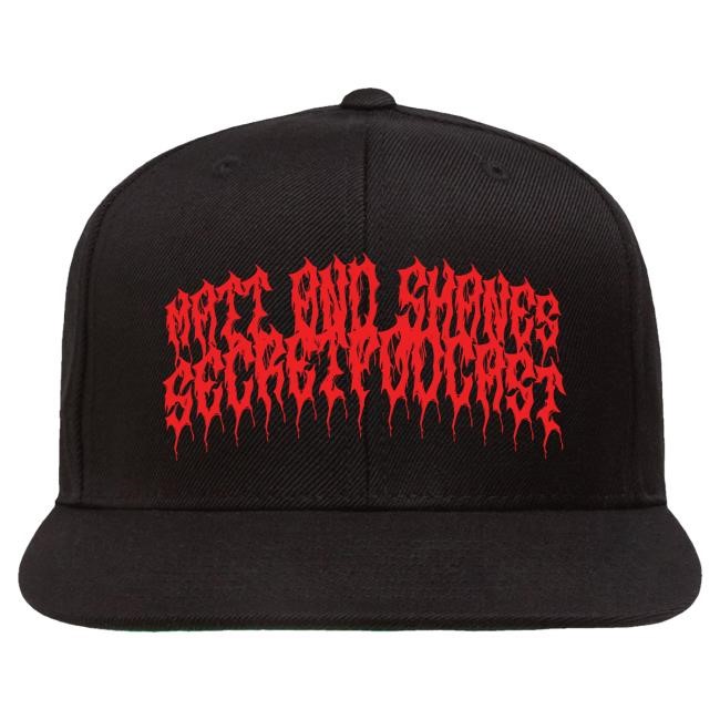 MSSP Metal Cap Black Hat w Red Letters | Matt and Shane's Secret Podcast