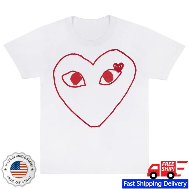 Official Forrest Comme Des Garcons Store Shop PLAY White T Shirt with Red Outline Heart