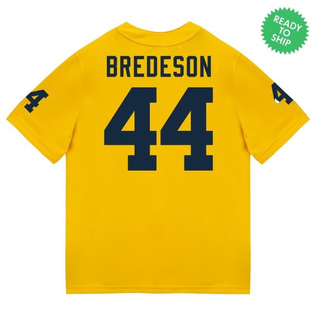 Michigan Wolverines #44 Max Bredeson Student Athlete Maize Football Jersey Tshirt The M Den Shop Official