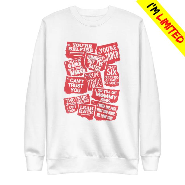 Leah Kate Merch Leah Kate 10 Things Hooded Sweatshirt Leahkatemusic