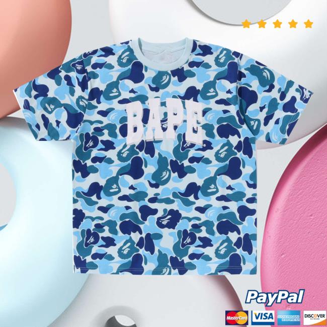 BAPE Shop Clothing Store Merch Abc Blue Camo Relaxed Fit BAPE Logo Tshirt