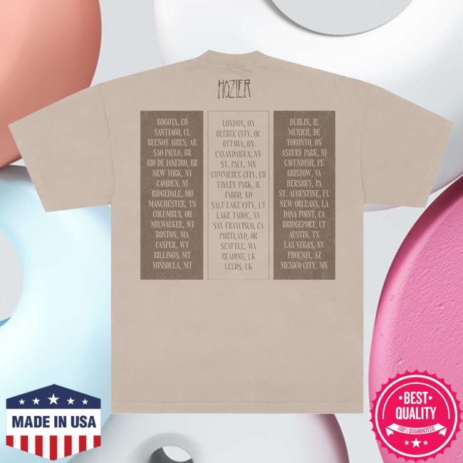 Official Hozier Unreal Unearth 2025 Panel Tour Tee