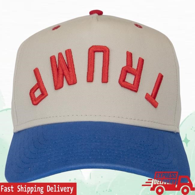 Official Donald Trump Merch Shop Upside Down Trump Embroidered Hat Stone/Blue/Red Trump Store