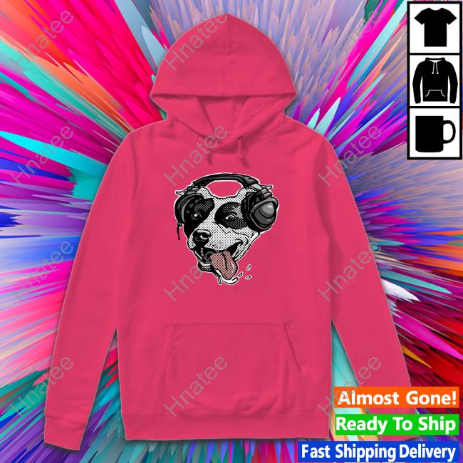 Official Cute Pit Bull Dog With Music Headphones Shirts