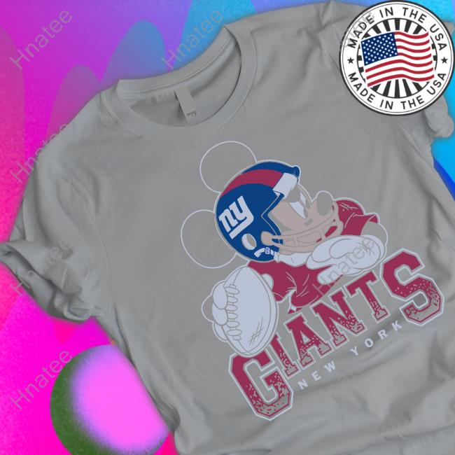 Official Dynasty Sports Shop New York Giants Mickey At Quarterback Disney Vintage Football Long Sleeve Tee