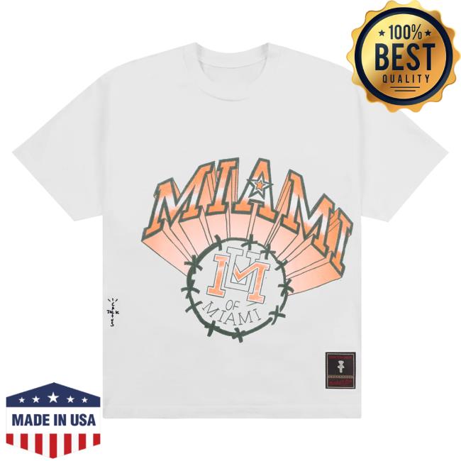 Official Travis Scott Utopia Merch Store CJ X M&N X UNIVERSITY OF MIAMI HANDDRAWN Shirt Travis Scott Apparel Clothing TravisScott
