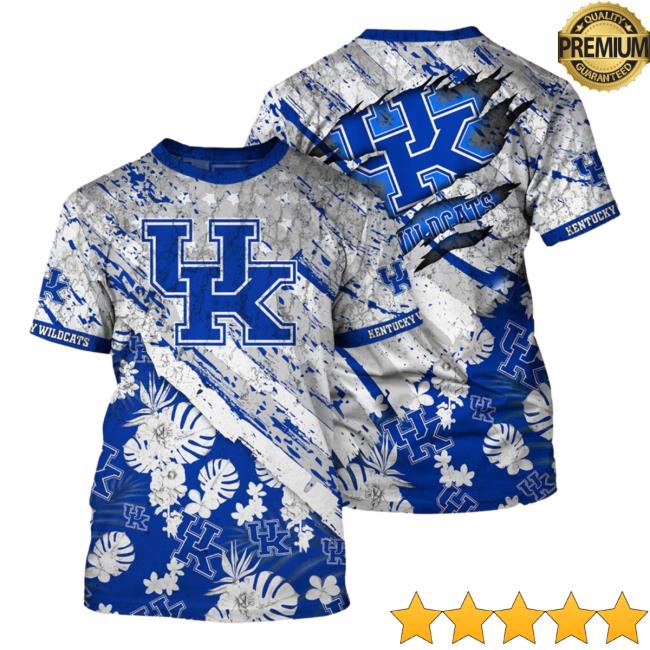 Official Kentucky Wildcats Tropical Flower Style And Flag All Over Printed 3D Shirt New