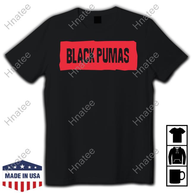 Hello Merch Black Pumas Red Logo Stamp T-Shirt