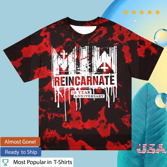 Official Miwmerch Motionless In White Reincarnate 10 Year Drip Logo T Shirt (Dye) Miw Merch Store