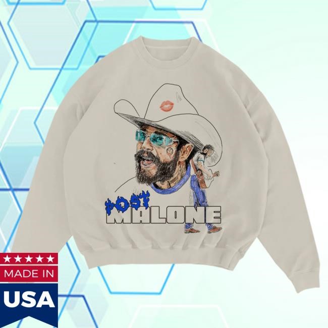 Official Post Malone Merch Store Post Malone Blue Flame Crewneck Sweatshirt