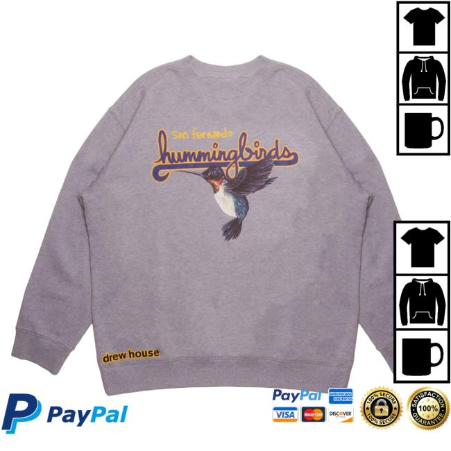 Official Drew House Merch Store Shop Real Hummingbirds Crew Heather Grey Drew House Apparel Clothing