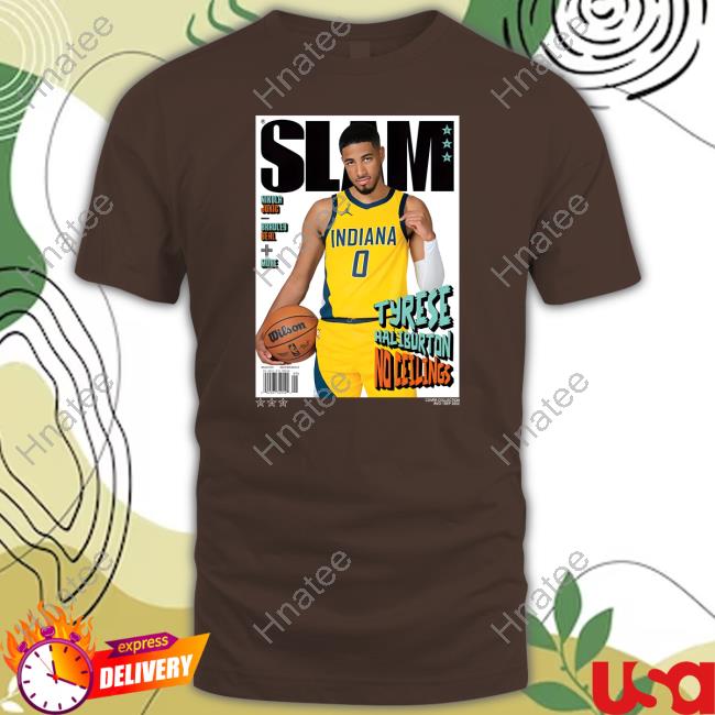 Official Pacers Team Store Adult Indiana Pacers Tyrese Haliburton SLAM Cover Tee