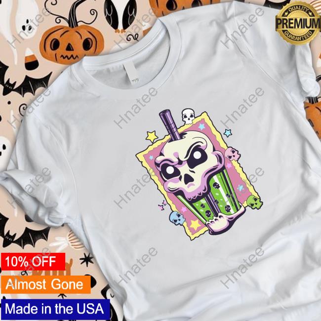 Spread Shirt Merch Official Kawaii Creepy Skull Boba Bubble Tea Pastel Goth Va Tee
