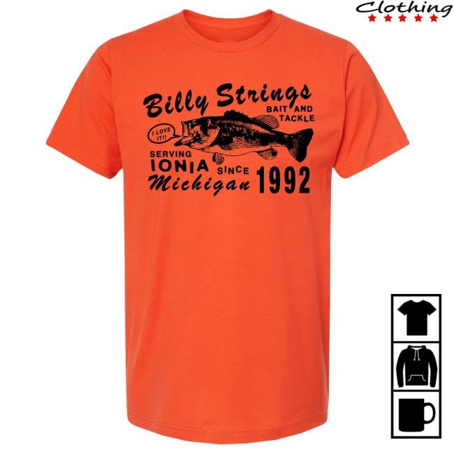 Official Billy Strings Merch Store Shop Billy Strings Bait & Tackle Tshirt (Oxford Pennant)