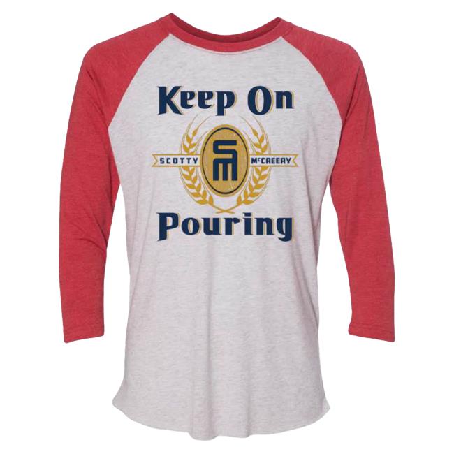 Official Scotty McCreery Merch Store "In Between" Keep On Pouring Unisex Red Raglan Hoodies Scotty McCreery Apparel Clothing