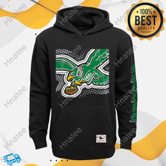 Official PhiladelphiaEagles Clothing Merch Store Shop Mitchell & Ness Black Philadelphia Eagles Big Face 7.0 Hoody