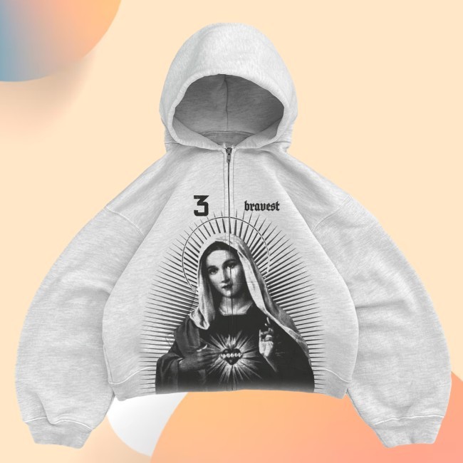 Braveststudios Grey Mary Zip Hoodie