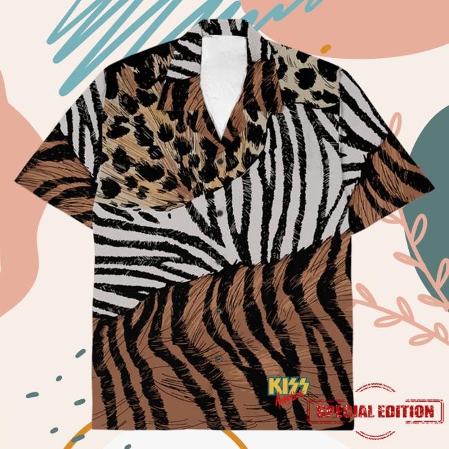Kiss Animalize Print Button Up T Shirt Kiss Band Official Merch Store