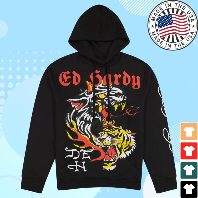 Official Ed Hardy Merch Store Tiger Panther Black Crew neck Sweatshirt EdHardy Apparel Clothing Shop