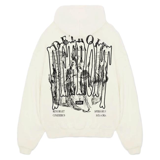 Official Sana Detroit Red Wings Sana Detroit 313 Capsule Hooded Sweatshirt - Cream