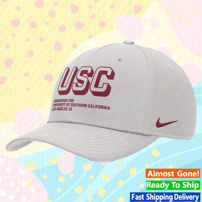 USC Trojans Nike Gray Block Engineered Sideline Rise Pinch Structured Adjustable Hat USC Bookstores Officical