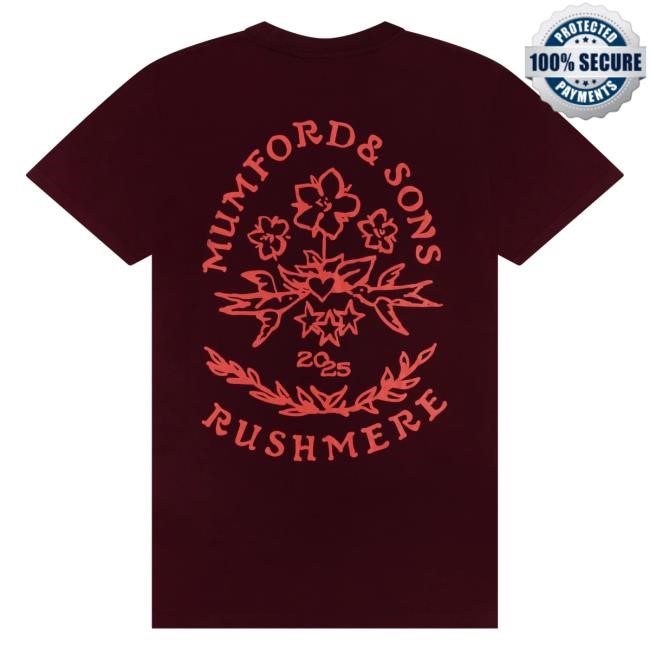 Official Mumford And Sons Merch Maroon Stamp Print Top Shirt