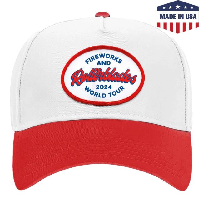 Benson Boone Official Merch Store Rollerblades Tour Red Brim Retro Hat Benson Boone Clothing Shop Bensonboone