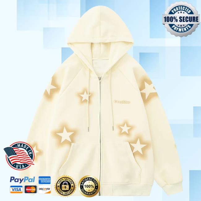 Official Lemandik Chic Zipper Pull Over Hoodie Full Star Beige
