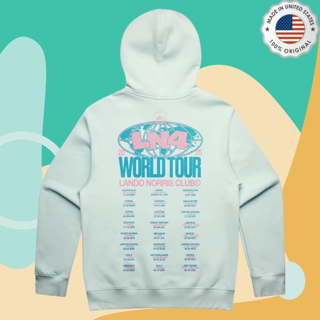 Official Lando Norris Merch Store Shop World Tour Hoodie - Seafoam