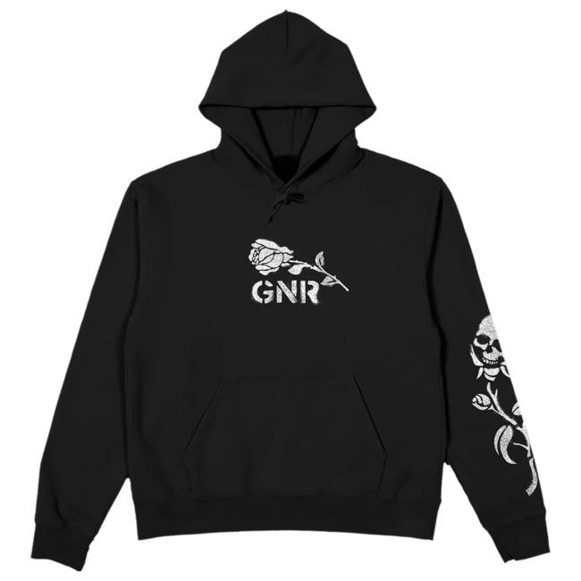 Guns N' Roses Merch Shop Skull Rose Black LS Hoodie