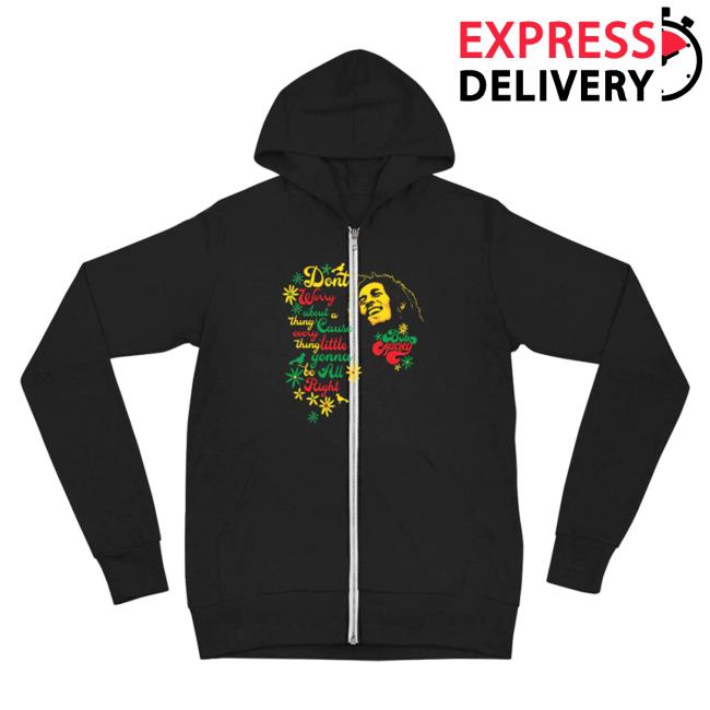 Official Bob Marley Merch Store Shop Bob Marley Three Little Birds Zip Up Crew neck Sweatshirt