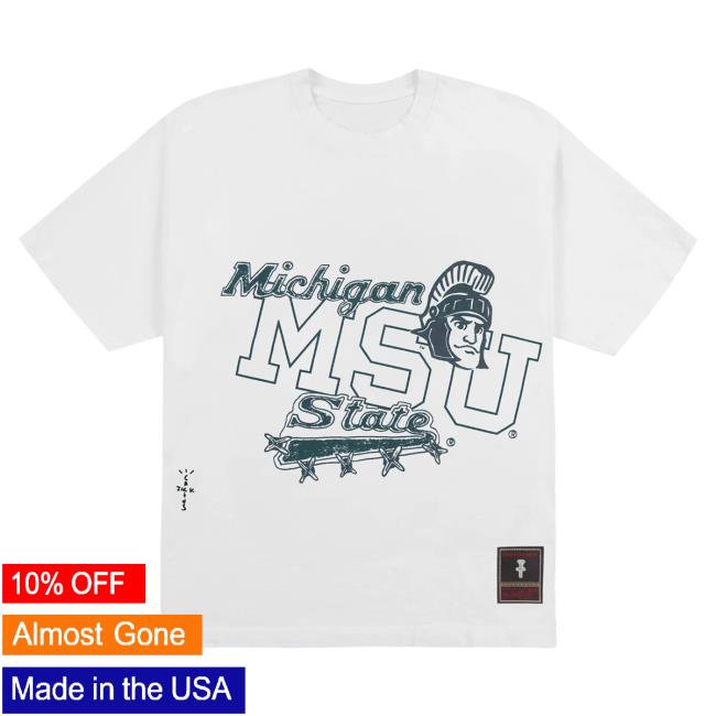 Official Travis Scott Utopia Merch Store CJ X M&N X MICHIGAN STATE UNIVERSITY HANDDRAWN New Shirt Travis Scott Apparel Clothing TravisScott