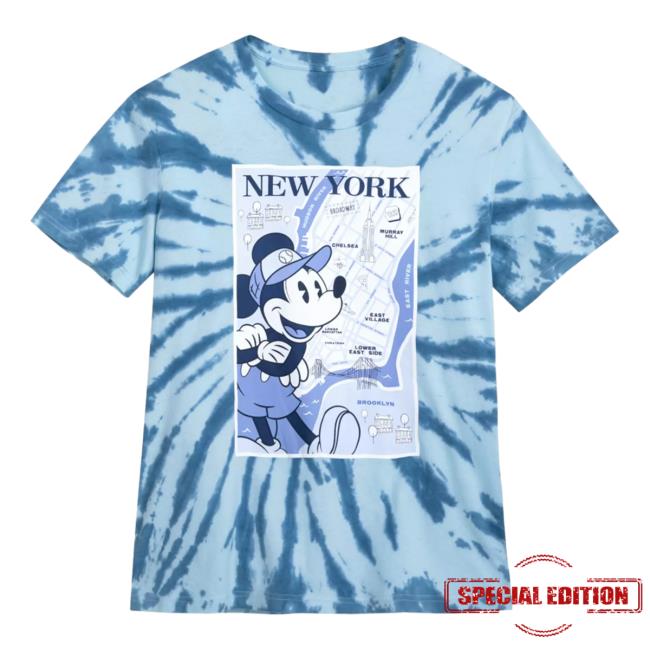 Official Clothing Store Merch Shop Disney Mickey Mouse New York City Tie-Dye Hooded Sweatshirt ShopDisney