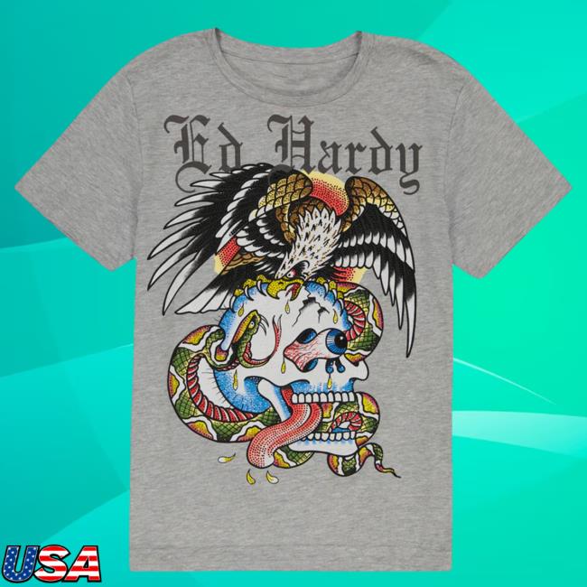 Official Ed Hardy Merch Store Rhinestone Battle Skull Attractive Shirt EdHardy Apparel Clothing Shop