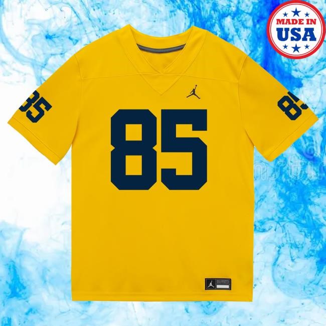 Michigan Wolverines #85 Logan Forbes Student Athlete Maize Football Jersey Shirt The M Den Shop Official