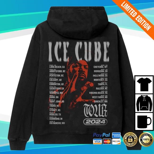 Ice Cube Red Photo Tour Zip Up Hooded Sweatshirt