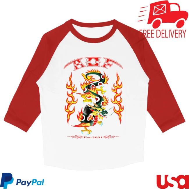 Official Alexisonfire Dragon Raglan Long Sleeve Tee Shirt