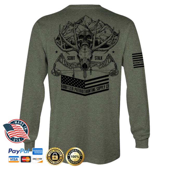 Official Howitzer Clothing Skull Mountain Long Sleeve Tees Forest Heather