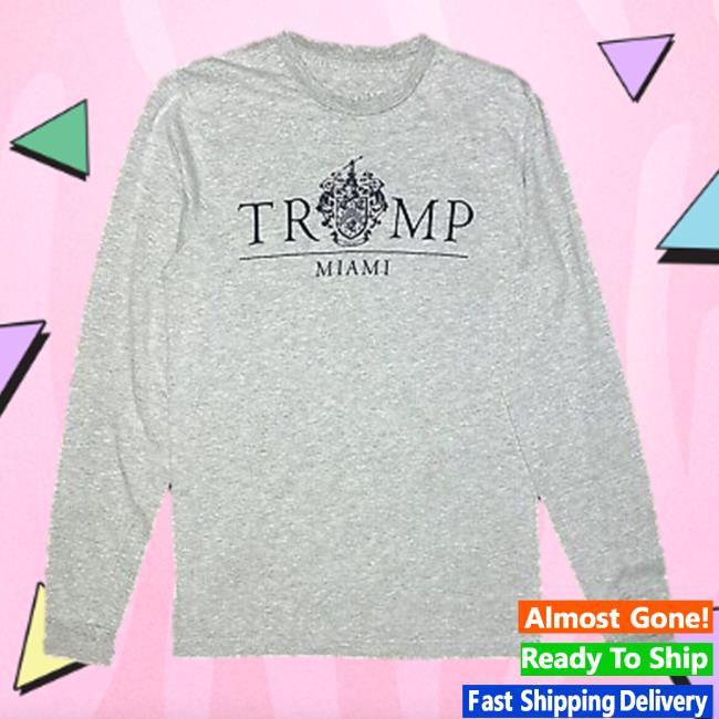 Trump Miami Logo Grey Mens Long Sleeve Tees