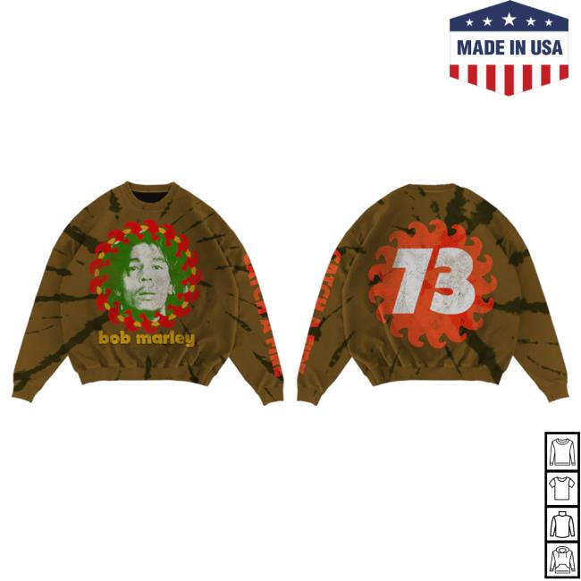 Official Bob Marley Merch Store Shop Bob Marley Catch A Fire Tie Dye Crewneck