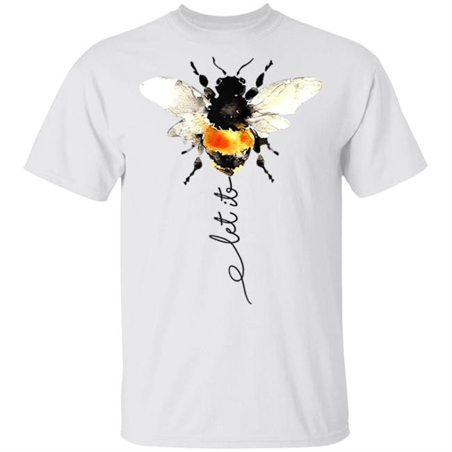 Women Girls Summer Fashion Let It Bee Print Short Sleeve T Shirt Funny Tee Tops Plus Size White T Shirt