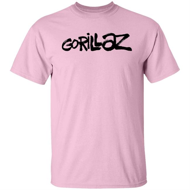 Gorillaz Brushed Font T Shirt Brushed Font Gorillaz Pink Shirts
